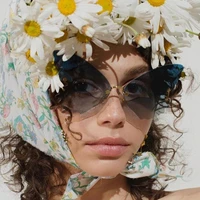 butterfly sunglasses women big frame rimless sun glasses trend decoration eyeglasses ocean lens frameless eyewear lentes de sol