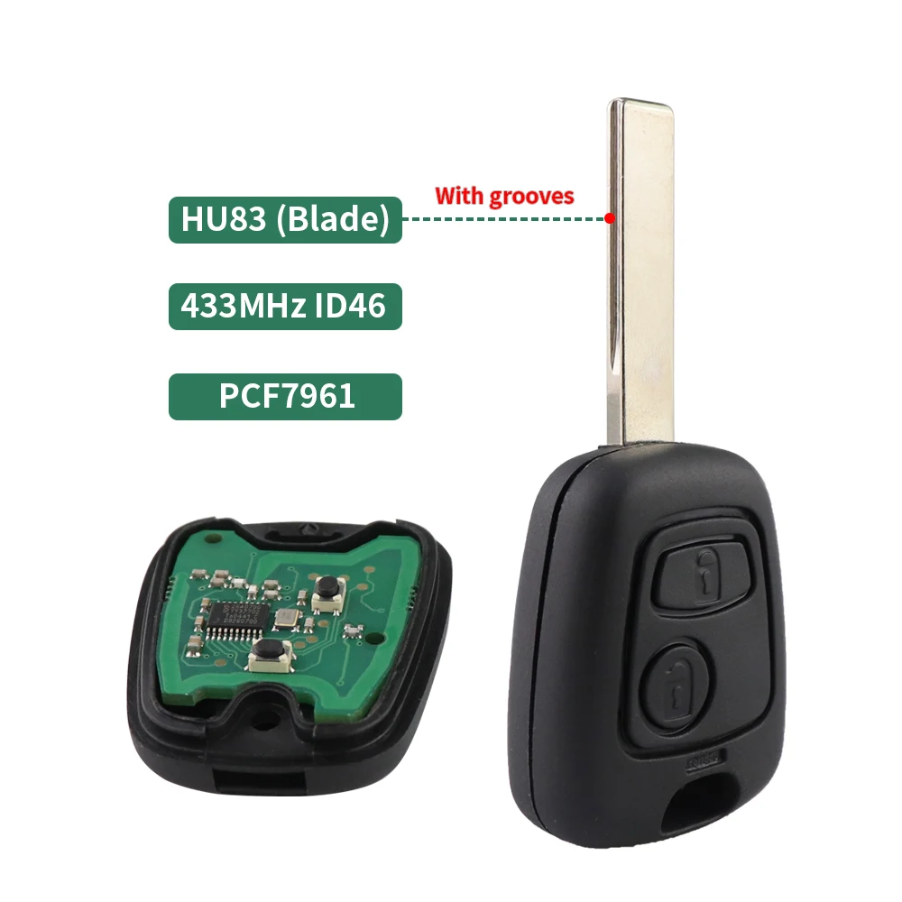 

433 МГц ID46 чип удаленный автомобильный ключ для Peugeot 106 107 206 306 307 207 407 Partner для Citroen C1 C2 C3 C4 Saxo Picasso без логотипа