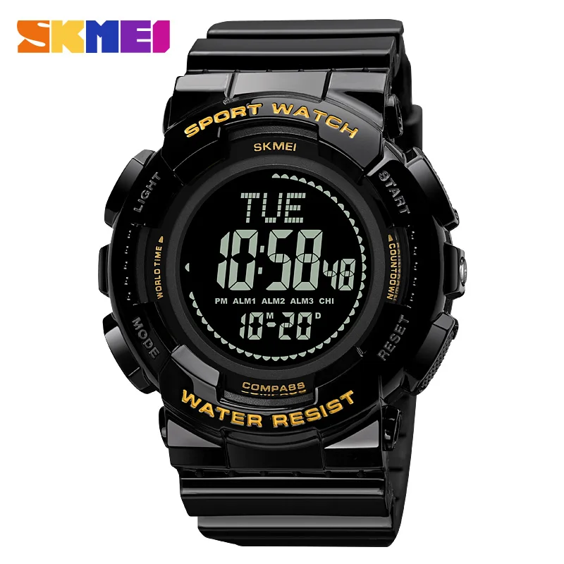 

Мужские спортивные электронные часы SKMEI, новая модель, водонепроницаемые, светящиеся, ударопрочные, с ручным компасом, часы Alram для мужчин, цифровые наручные часы