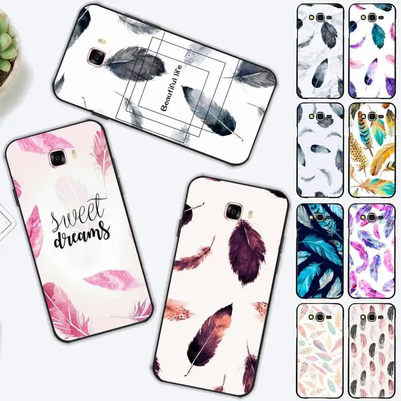 

Feather Phone Case for Samsung J 2 3 4 5 6 7 8 prime plus 2018 2017 2016 core