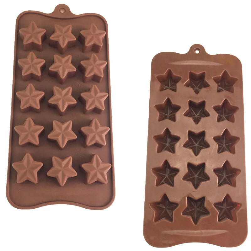 

Five Pointed Star Shaped Silica Gel Mold DIY Sugar Turning Chocolate Fudge Cough Candy Ice Baking Manual Soap Mold