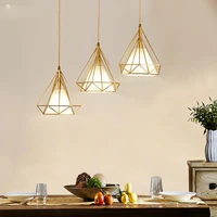 gold color pendant lights triangle shape nordic style 1head3heads hanging lamp simple metal lights fixtures deco abajur