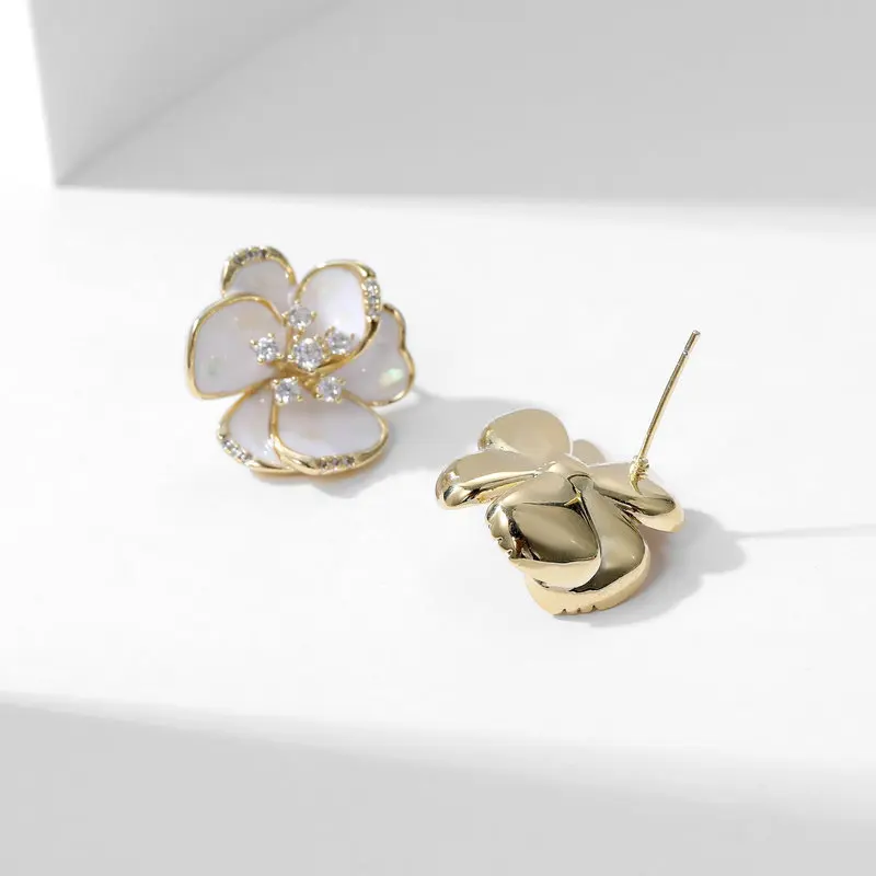 FXLRY модные s925 Серебряные игольчатые модные циркониевые Висячие масляные стереоскопические цветочные серьги для женщин Свадебные украшения