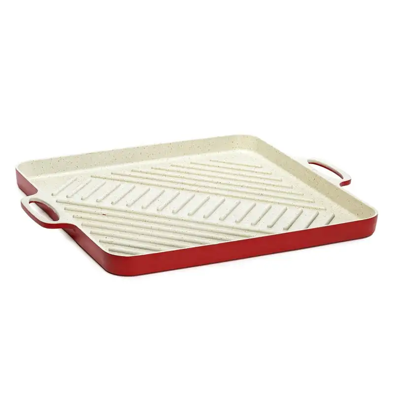 

Cast Aluminum Griddle Grill Pan, Red, 12 Air fryer liner Baking tray Silicone kitchen accessories Airfryer silicone basket Silic