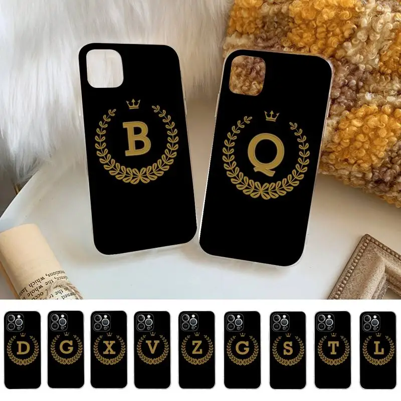 

Crown Letter Phone Case Silicone Soft for iphone 14 13 12 11 Pro Mini XS MAX 8 7 6 Plus X XS XR Cover