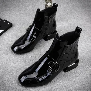 Женские ботинки на низком каблуке, Зимние ботильоны из искусственной кожи с вельветовым покрытием, с острым носком, размер 40, 2021