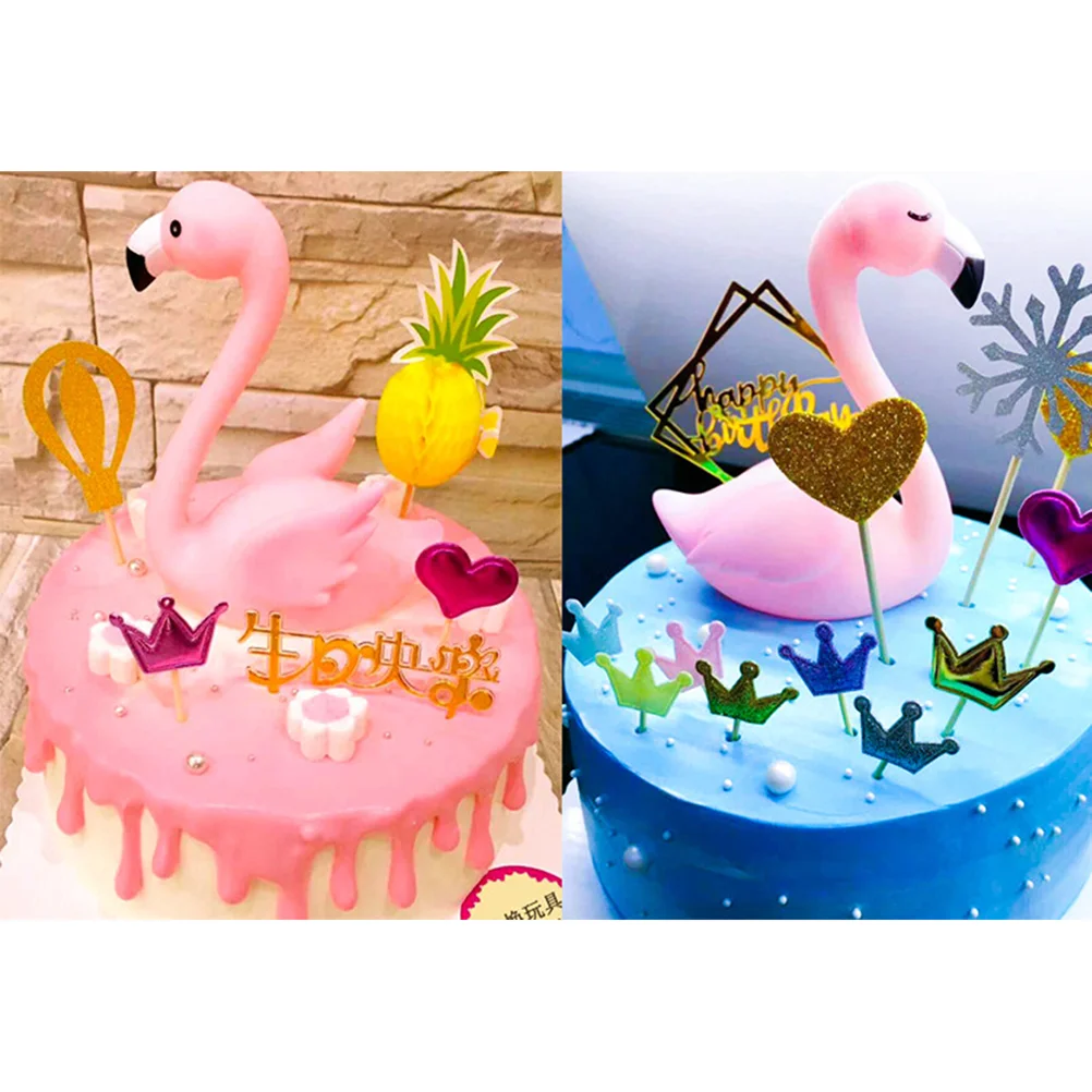 

2pcs Couple Figurine Cartoon Bird Model Photo Prop Swan Lovers Statue Wedding Cake Decoration for Home Shop
