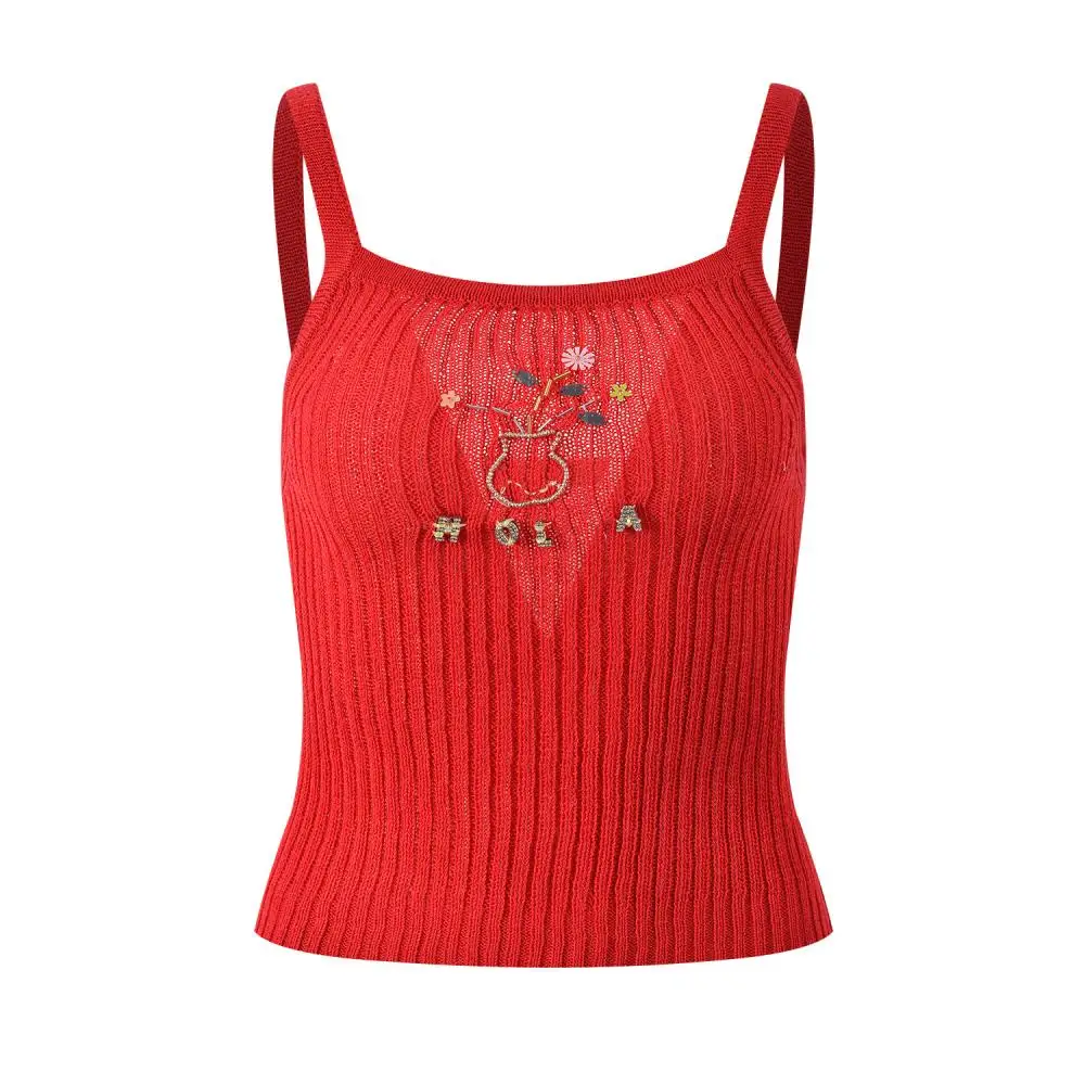 Женский трикотажный жилет на бретелях облегающий черный Трикотажный в полоску с