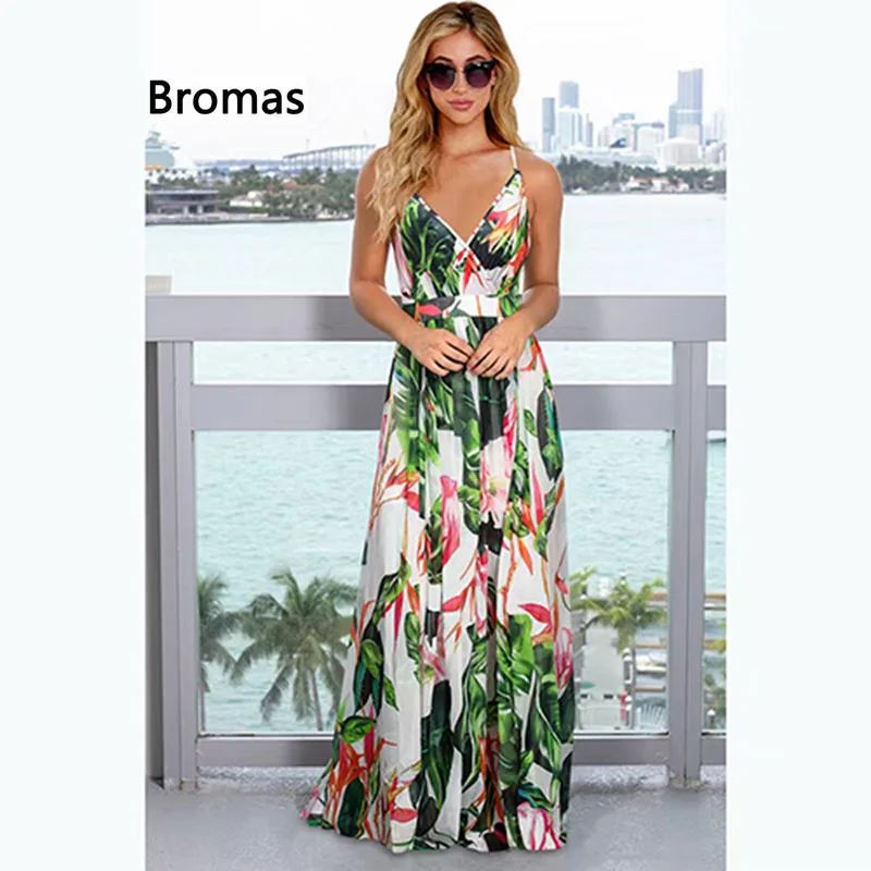 

2022 New Women's Summer Dress Long Beach Dress Casual Sexy Simia Print Long Elegant Party Dress