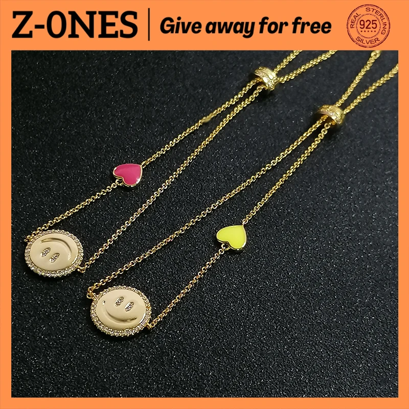 

Fashionable 925 sterling silver luxury brand monaco jewelry women smiling face love cute sweet bracelet adjustable birthday gift