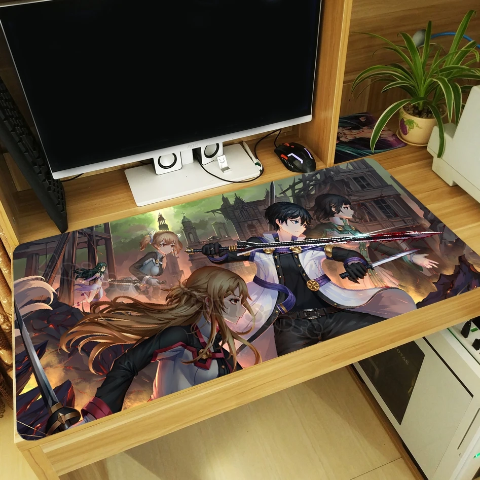 

Anime Sword Art Online Yuuki Asuna Kirito Large Anti-slip Mouse Pad Gaming Laptop Mice Mat Keyboard Mat Cosplay Playmat Gift