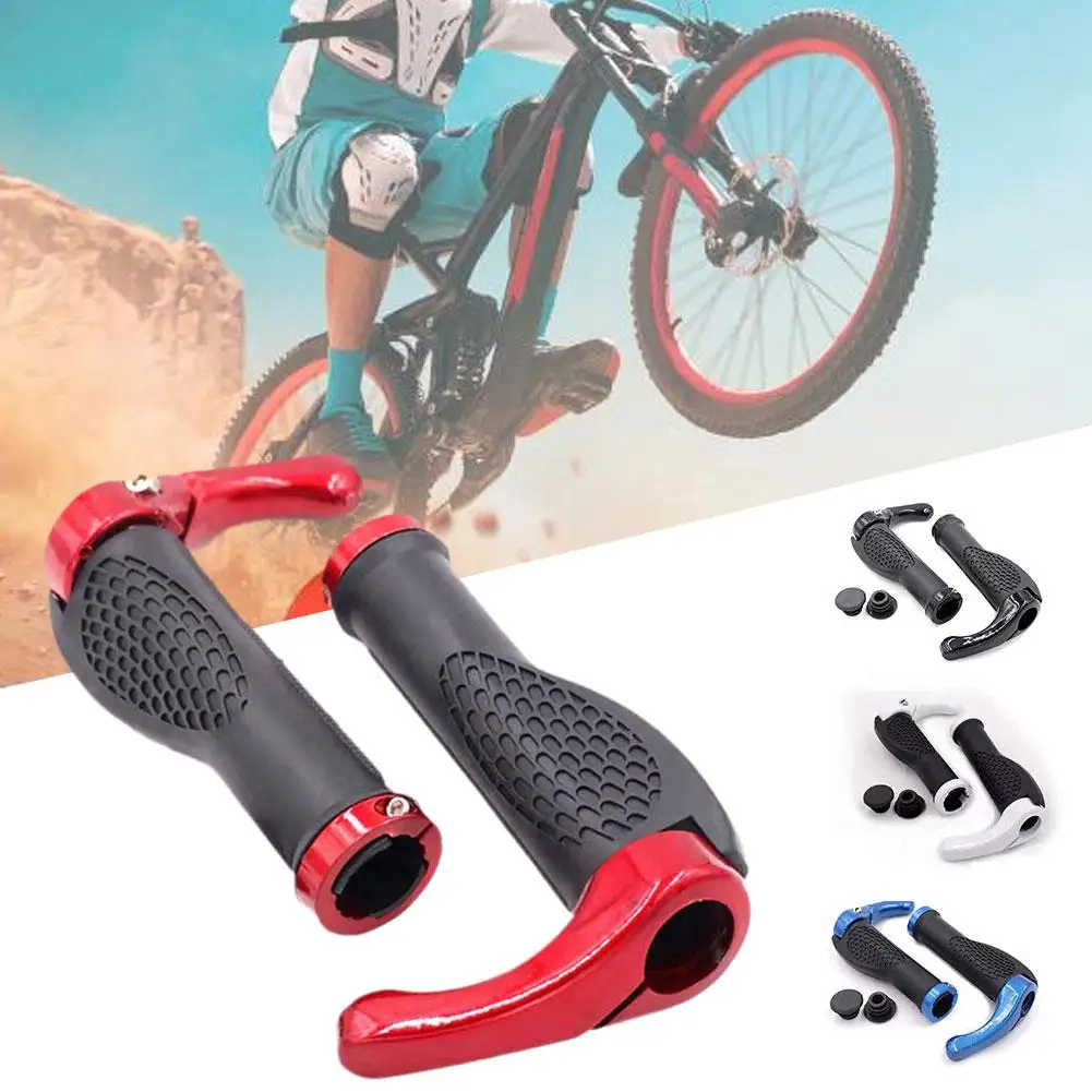 

1 Pair Bicycle Handlebar Grip Ergonomic Anti Skid Lock Alloy Aluminum Rubber Grips on Cover Handle Bike Accessories MTB Q3I5