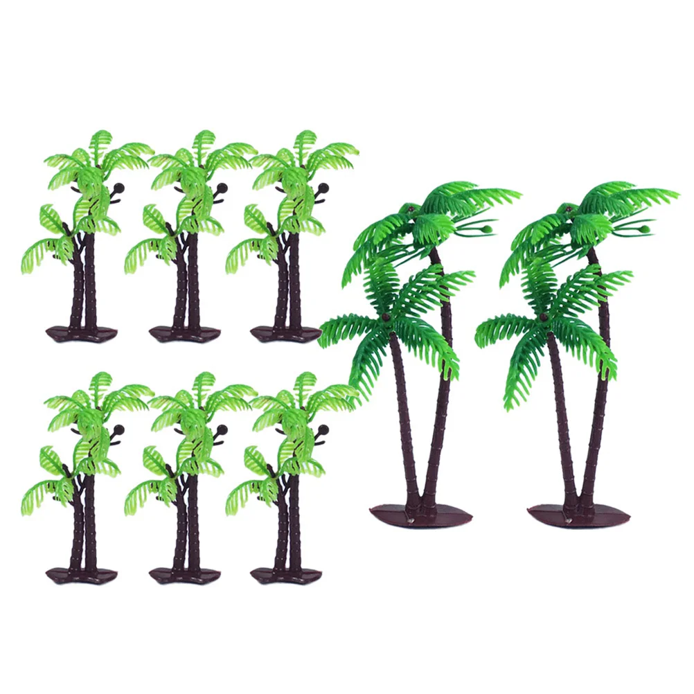 

8 PCS Train Artificial Palm Tree Birthday Cake Toppers Model Coconut Cards Dessert Insert Creative Decor Baby