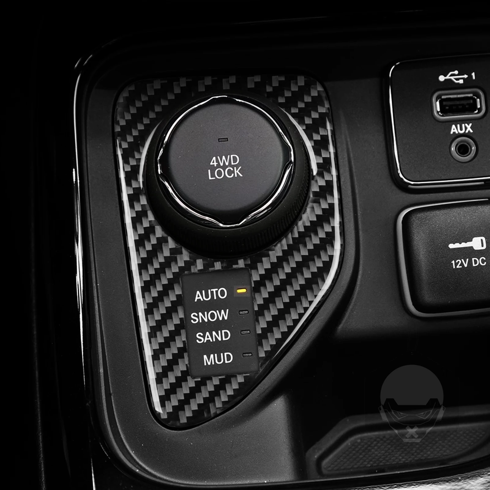 Фото Для Jeep Compass 2018-2021 наклейка из настоящего углеродного волокна, центральная панель регулировки переключателя полного привода, автомобильные аксессуары, декоративные №4