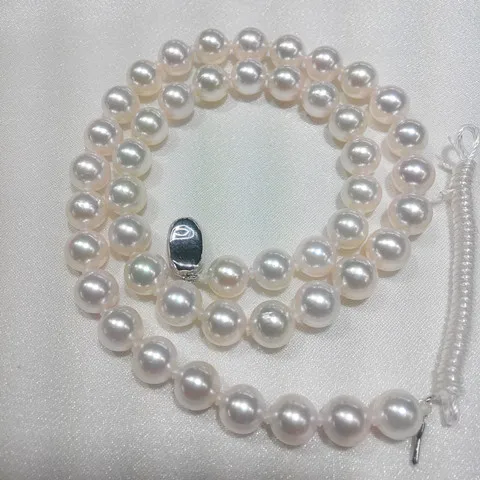 

Fine jewelry jewelry natural seawater pearl necklace 8.5-9 light blemish send mom gift 925 Silver clasp