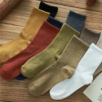 new all cotton women long socks harajuku retro fashion concise breathable comfortable trendy socks christmas gifts white sock
