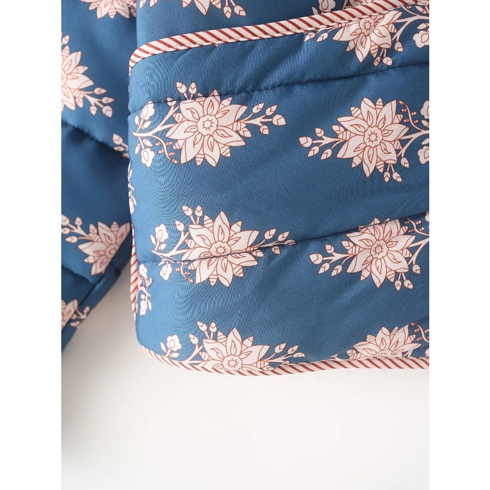 Стеганый женский кардиган с цветочным принтом длинным рукавом