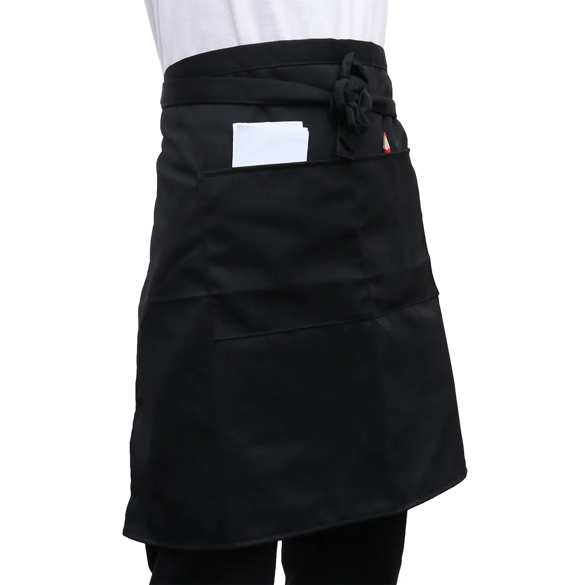 

Waiter Server Aprons Mens Grilling Apron Waitress Apron Black Apron Women Waistline Half Short Apron