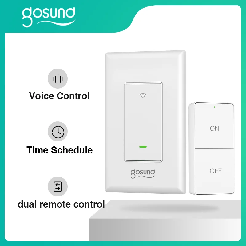 Gosund SW10 Smart Wireless Wall Switch US Smart Home Work with Alexa and Google 2.4Ghz Single Pole Smart Wi-Fi Light Switch