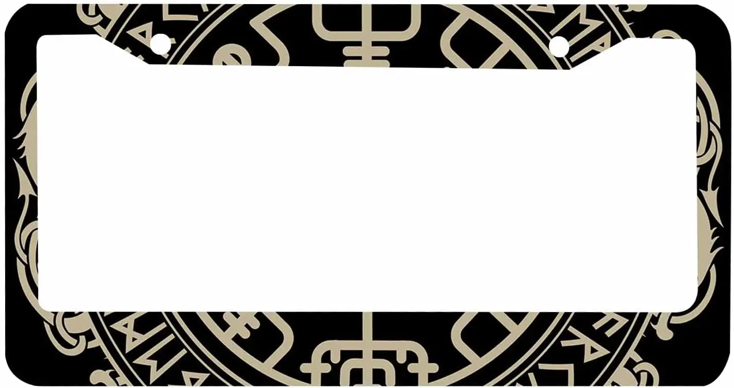 

Decorative License Plate Frame Black Viking Car Tag Cover Aluminum Auto License Plate Holder for Men Women License Plate Holder