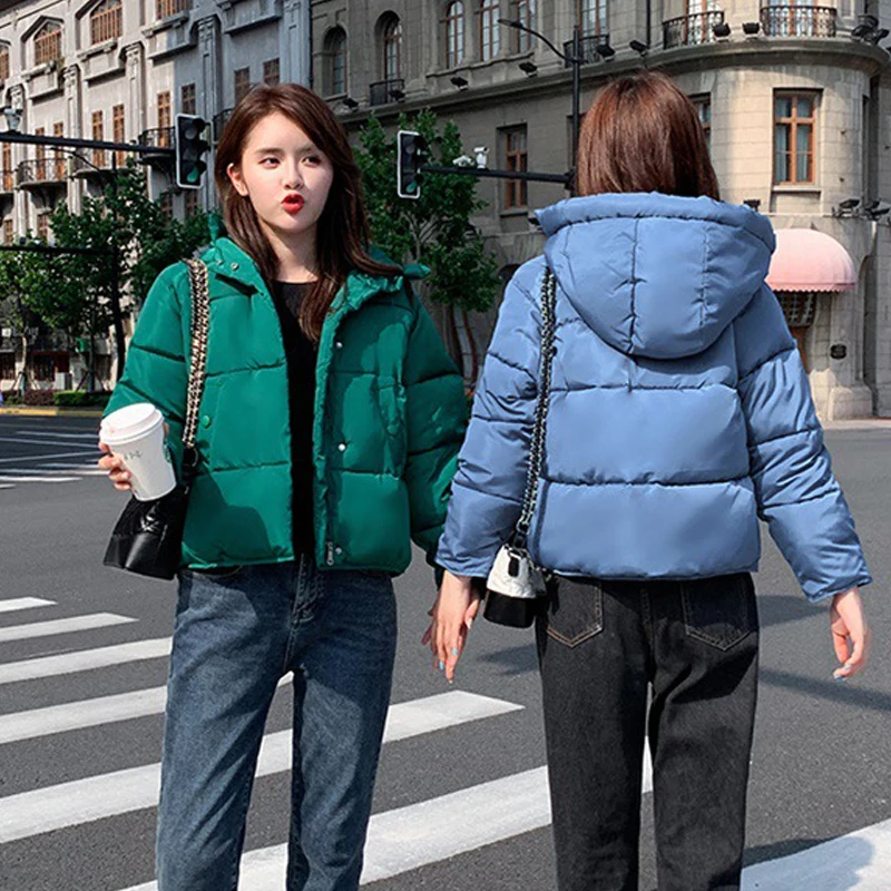 Autumn Winter Jacket Women Short Female Jacket Hooded Thick Warm Parkas Woman Solid Thickening Padded Clothing S-2XL Overcoat