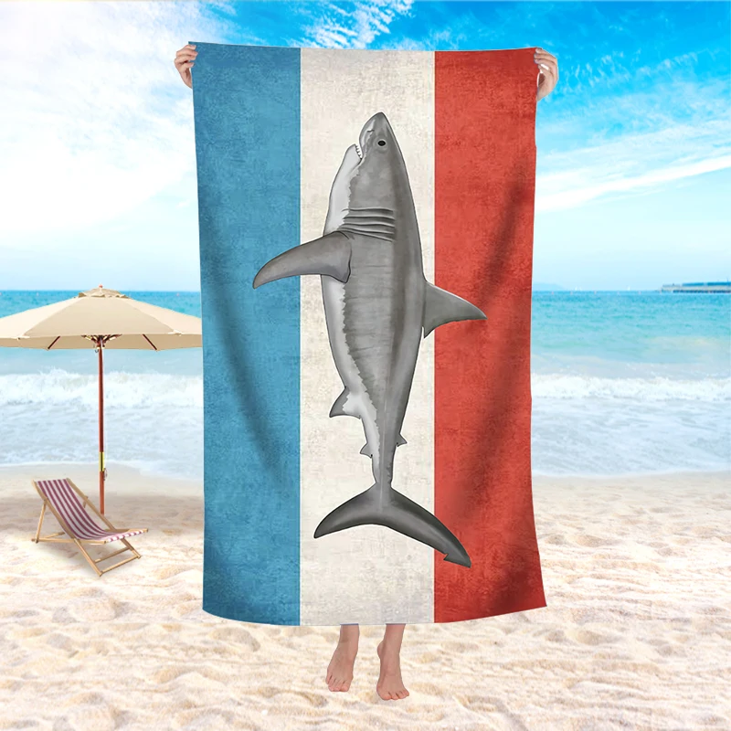 

Shark Summer Microfiber Beach Towel Double-faced Velvet Quick-drying Bath Soft Sports Travel Camping Gym Bathroom February 23