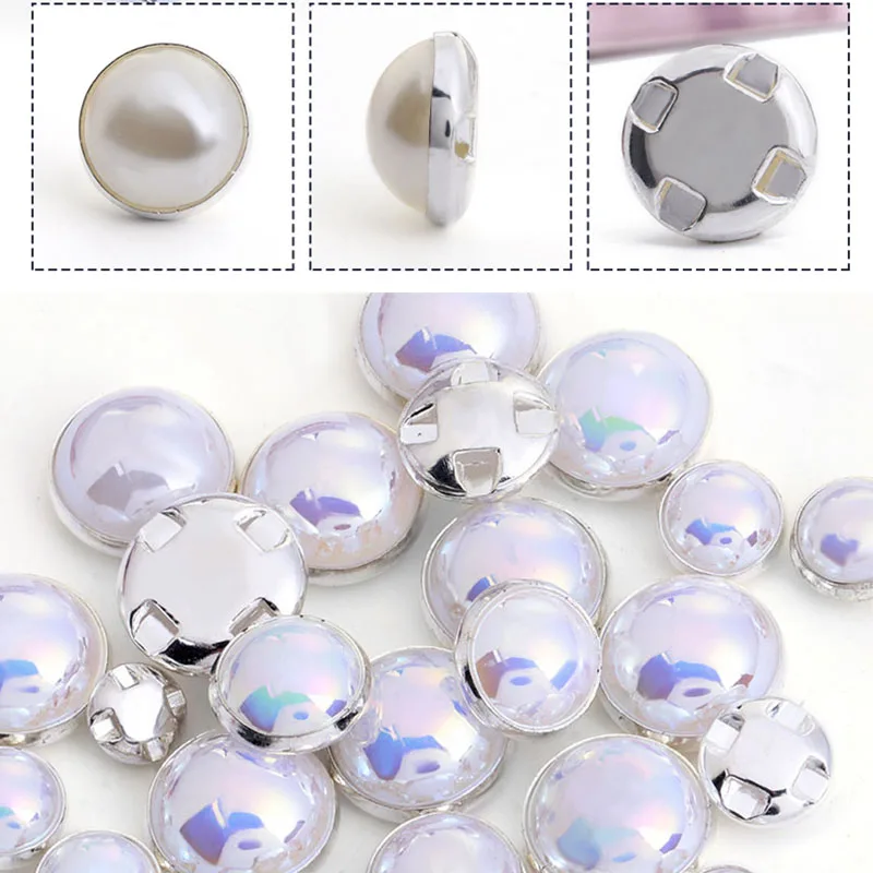 

100 шт. Швейные На декоративной жемчужной отделкой наклейки ремесла заклепки для одежды плоские бусины имитация жемчуга с отверстиями жемчу...