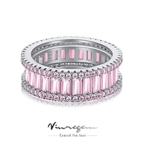 vinregem real 925 sterling silver fancy cut pink sapphire synthetic moissanite row diamond ring for women gift drop shipping