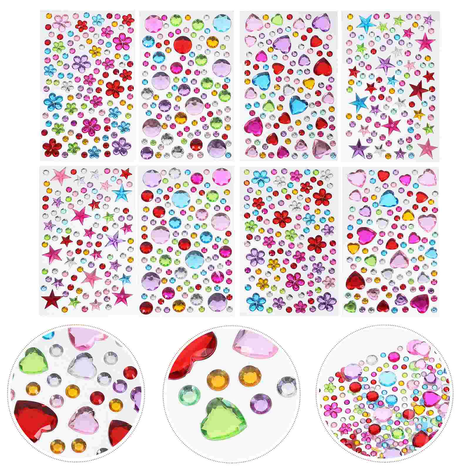 8 листов акриловая наклейка самоклеящиеся стразы для лица наклейки поделки