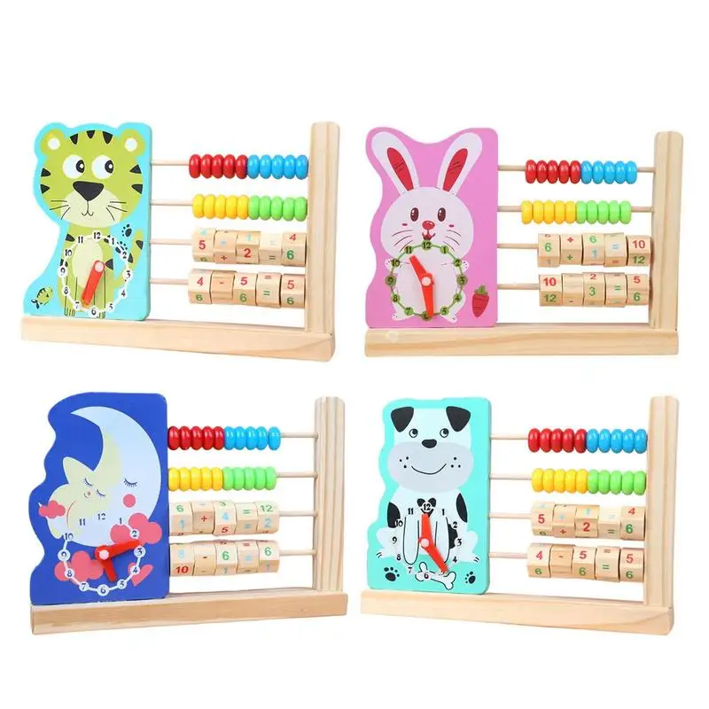 

Animal Clock Abacus With Multi-Color Calculation Beads Wooden Cartoon Multifunctional Math Teaching Tool For Kindergarten Homes