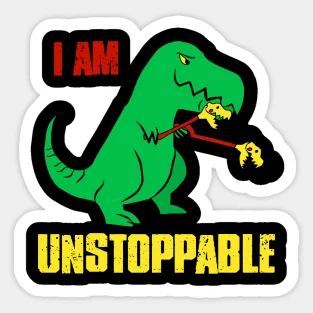 

Rex Dinosaur Am Unstoppable 5PCS Stickers for Water Bottles Background Luggage Art Anime Print Living Room Window Car Cute Home