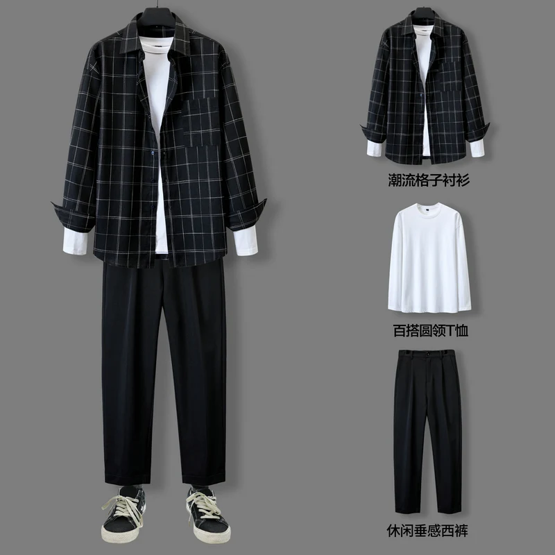 

Новый весенний мужской повседневный костюм-рубашка брендовый трендовый мужской костюм-тройка