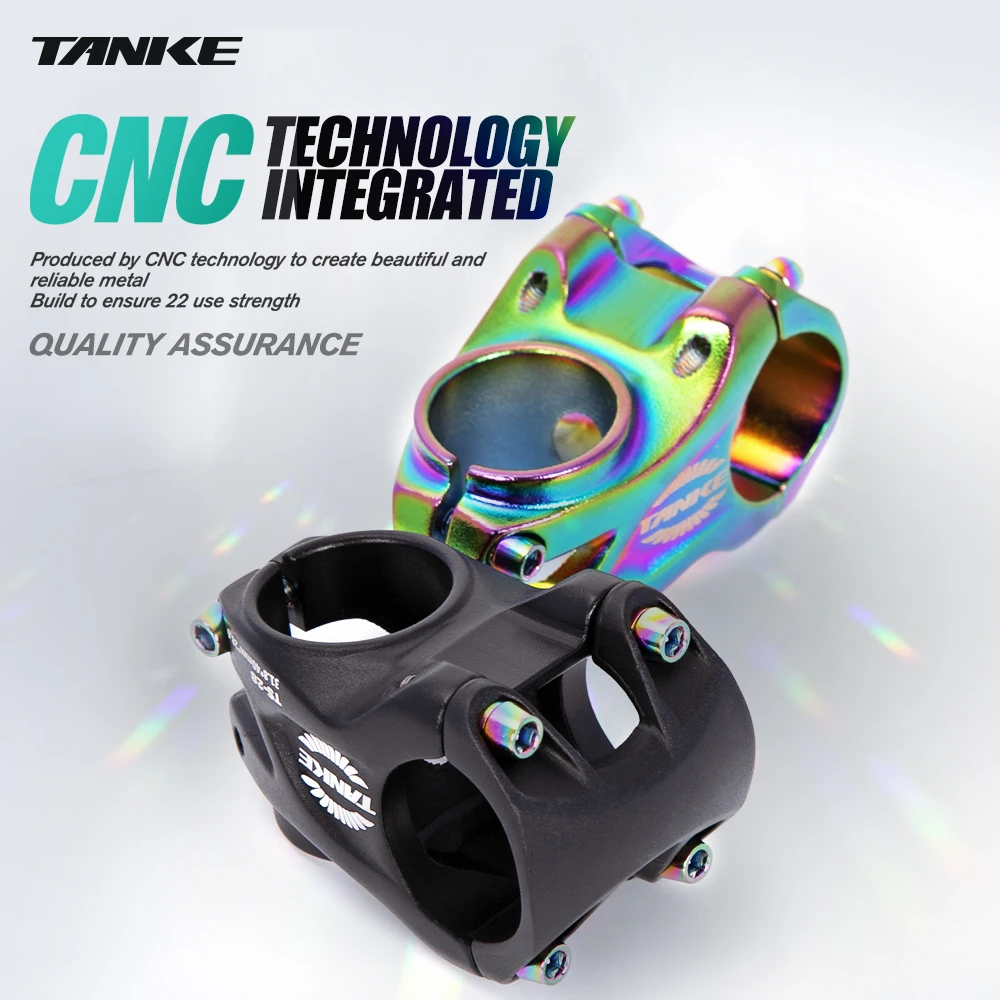 

TANKE Bike Short Stem 40mm Alloy CNC 0 Colorful Oil Slick 31.8mm Stem Handle Bar XC AM Enduro 28.6mm Fork Cycling Bicycle Parts