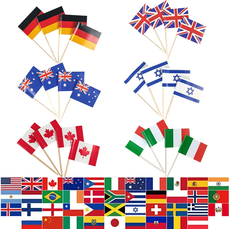 

Flag Cake Topper United States United Kingdom Russia Canada Australia Hand Waving Flag For Independence Day Theme Party Supplies