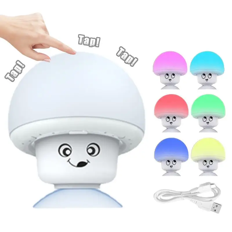 

Mini Cute Mushroom Night Light Mushroom Shaped USB Powered Bedside Table Lamp Touch Control Suction Cups USB Rechargeable Cute