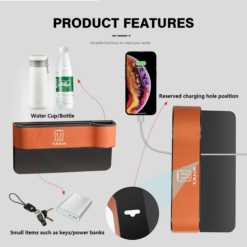 Кожаный Автомобильный ящик для хранения зазора на сиденье органайзер с Боковым