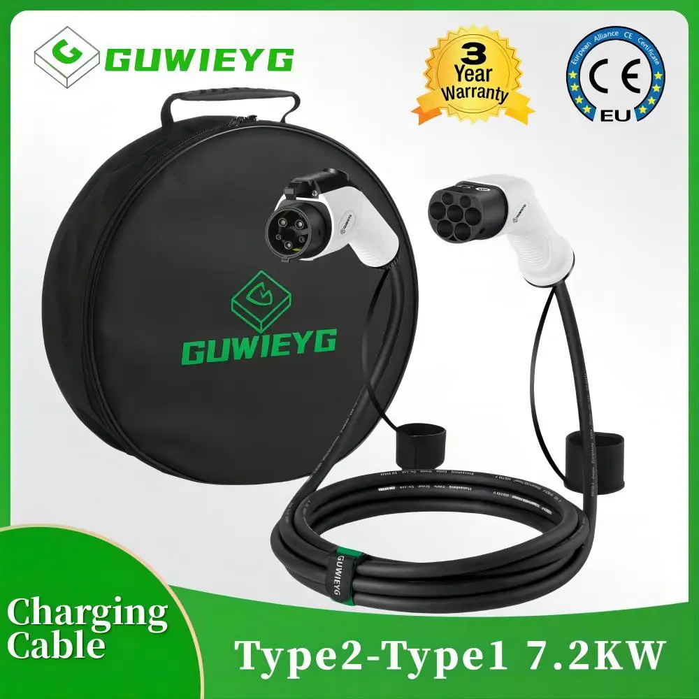 

GUWIEYG EV Charging Cable 32A 1 Phase Electric Vehicle Cord for Car Charger Station Type2 to Type1 Charger Cable
