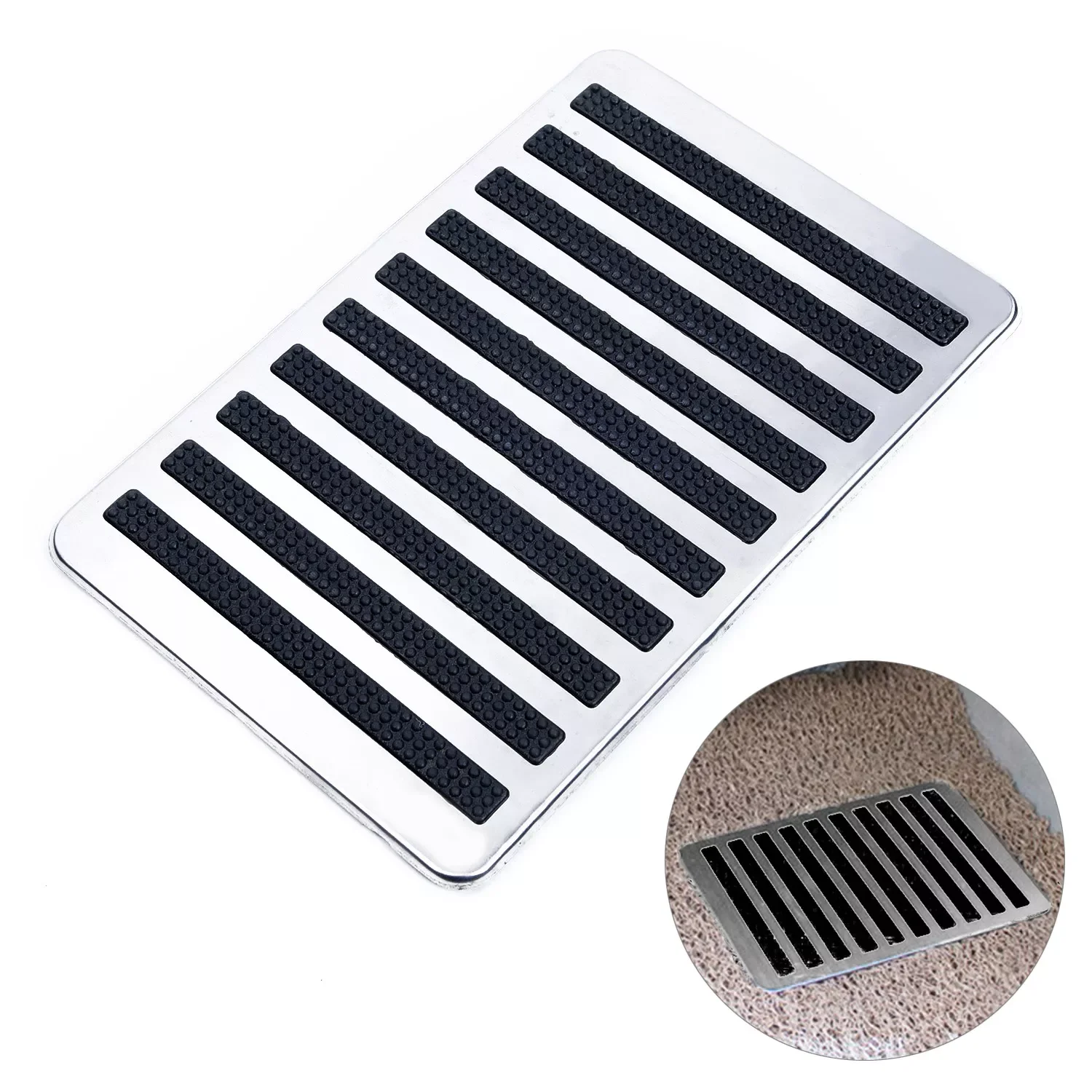 

23.5X16cm Steel Plate Carpet Stainless Universal Driver Car Side Auto Interior Floor Mat Patch Foot Heel Pedal