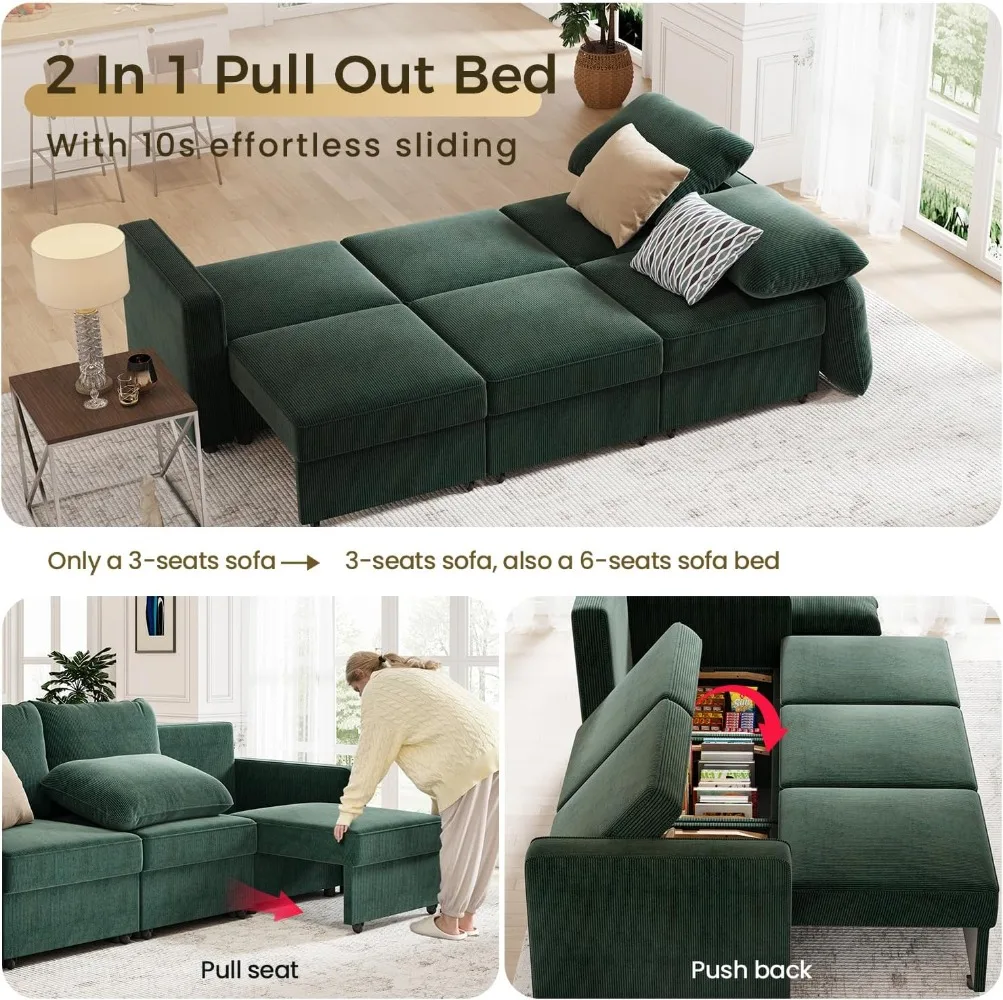 Модульный секционный диван 91-дюймовый удобный 3-местный с местом для хранения