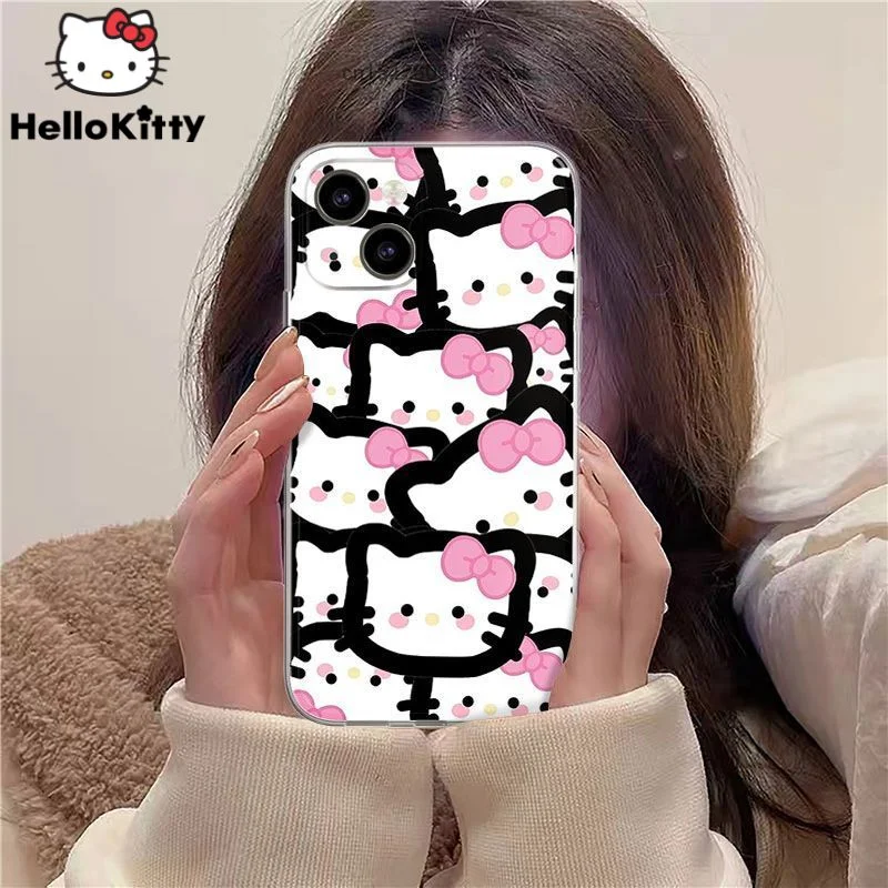 

Sanrio Hello Kitty новый дизайн чехол для телефона Iphone 14 12 11 13 Pro Max X Xr Xsmax Роскошные прозрачные чехлы для Iphone 7 8 14 Plus чехол
