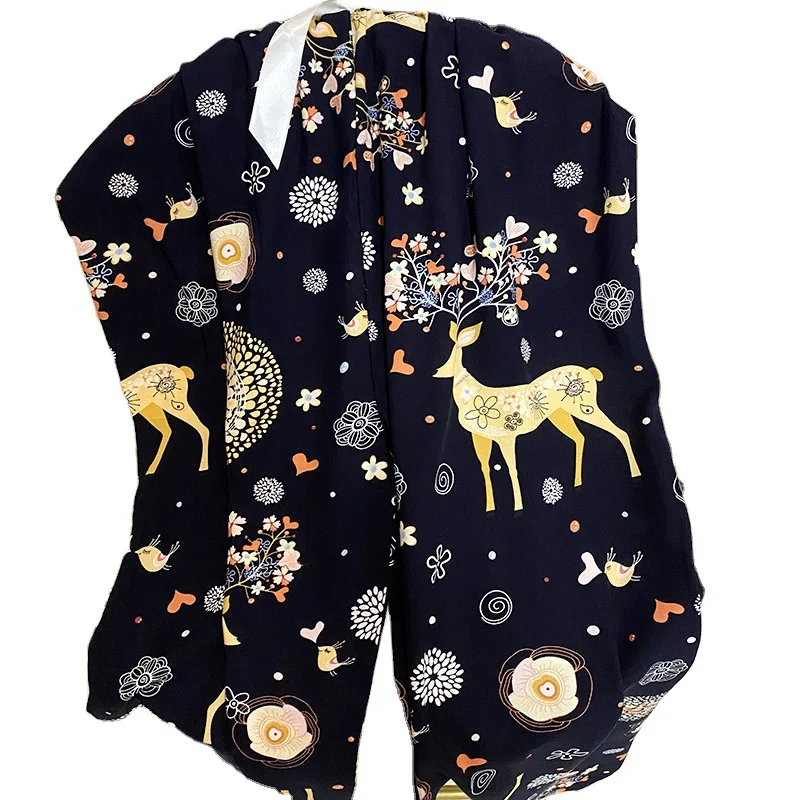 Cute Bottoms Wide-leg Pajama Pants Women Sleepwear Outerwear Cotton Silk Summer Sleep Bottoms