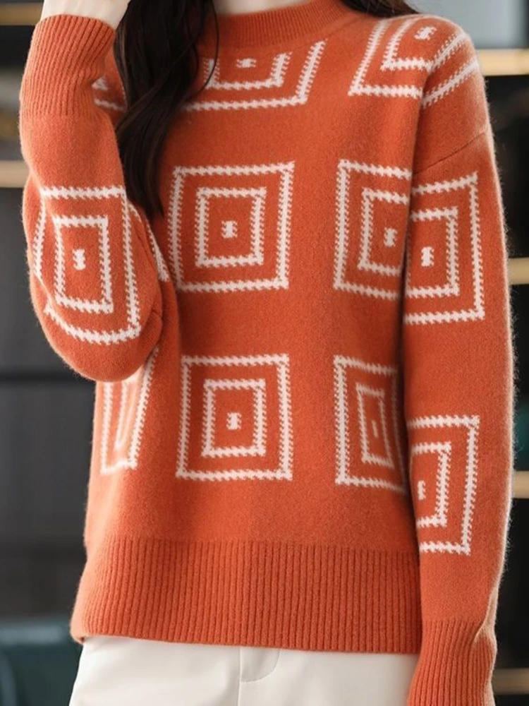 

Fashion Tops 2023 Women Oversized Sweater Autumn Winter New Half Turtleneck Loose Knitted Pullover Sweater Women Long Sleeve Top