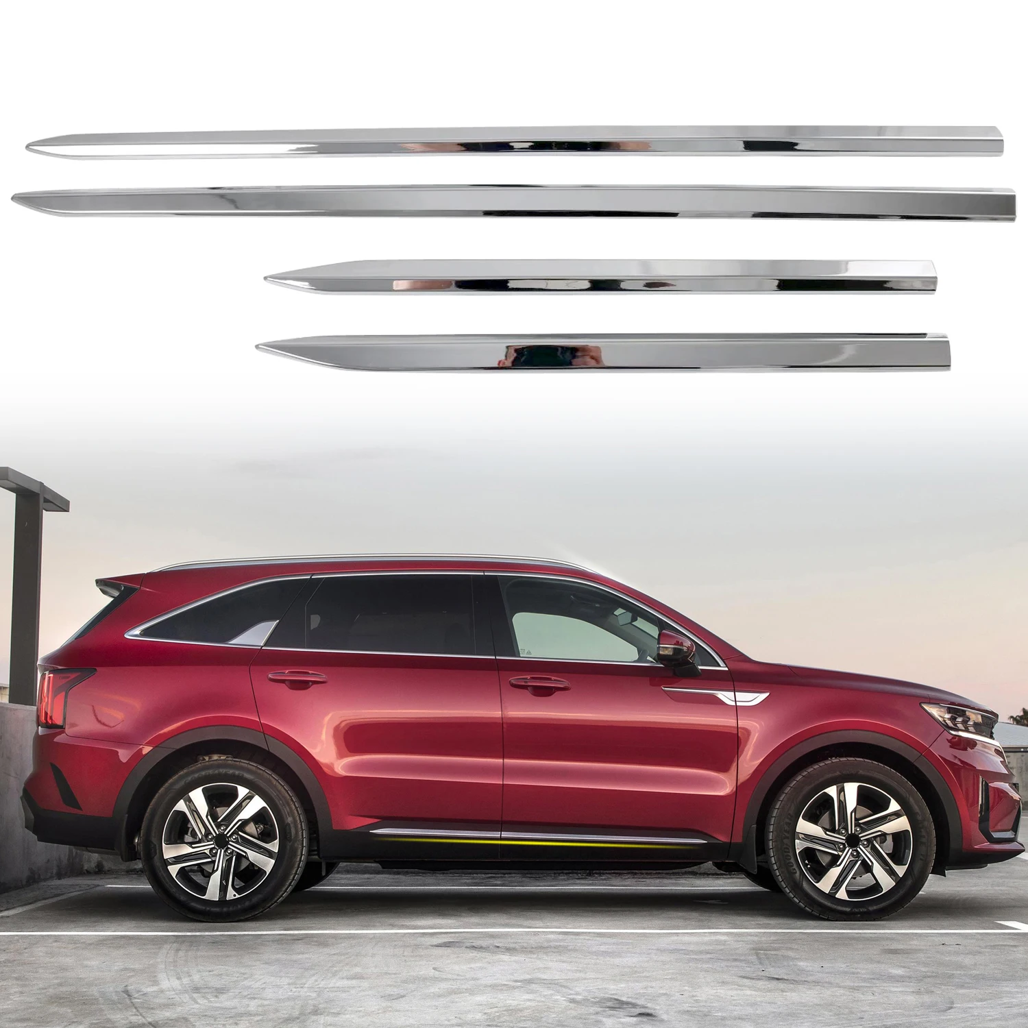 

for Kia Sorento MQ4 2021 2022 2023 Side Door Overlays Glossy Chromed ABS Plastic 4pcs