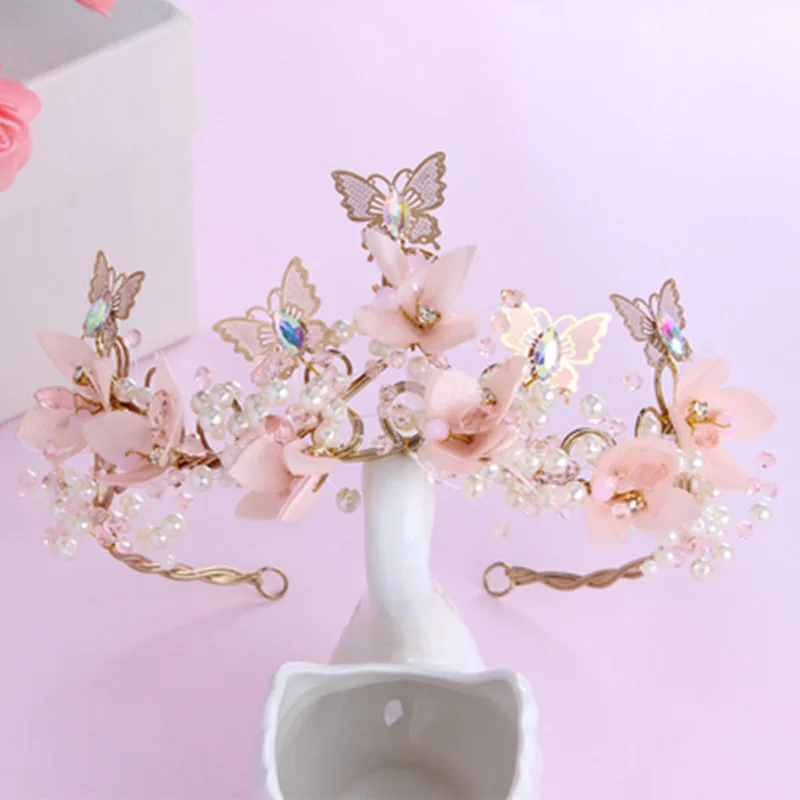 

Свадебная тиара ручной работы, жемчужная лента для волос, аксессуары для платья, тиара принцессы, корейский цветочный ободок для волос Sen, св...