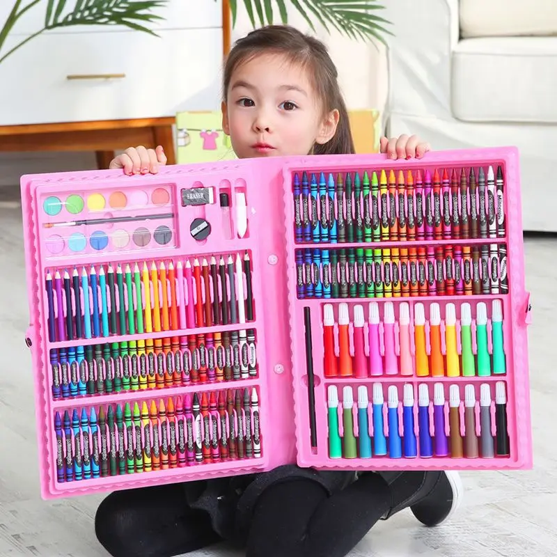 

Children'S Watercolor Brush Painting Set Gift Box, Brush, Crayon, Primary School Art Supplies, Drawing Board, Lead Crayon Combin