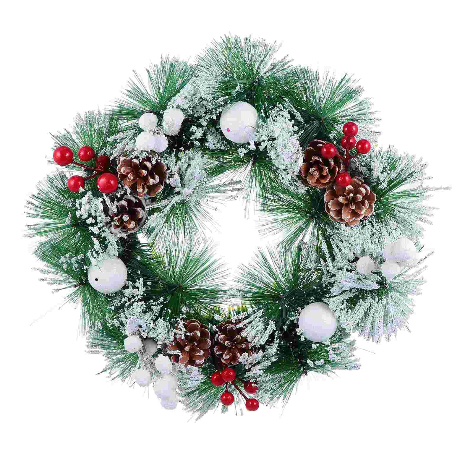 

1pc Winter Hanging Wreath Christmas Garland Merry Christmas Wreath Artificial Christmas Wreath Xmas Farmhouse Wreath