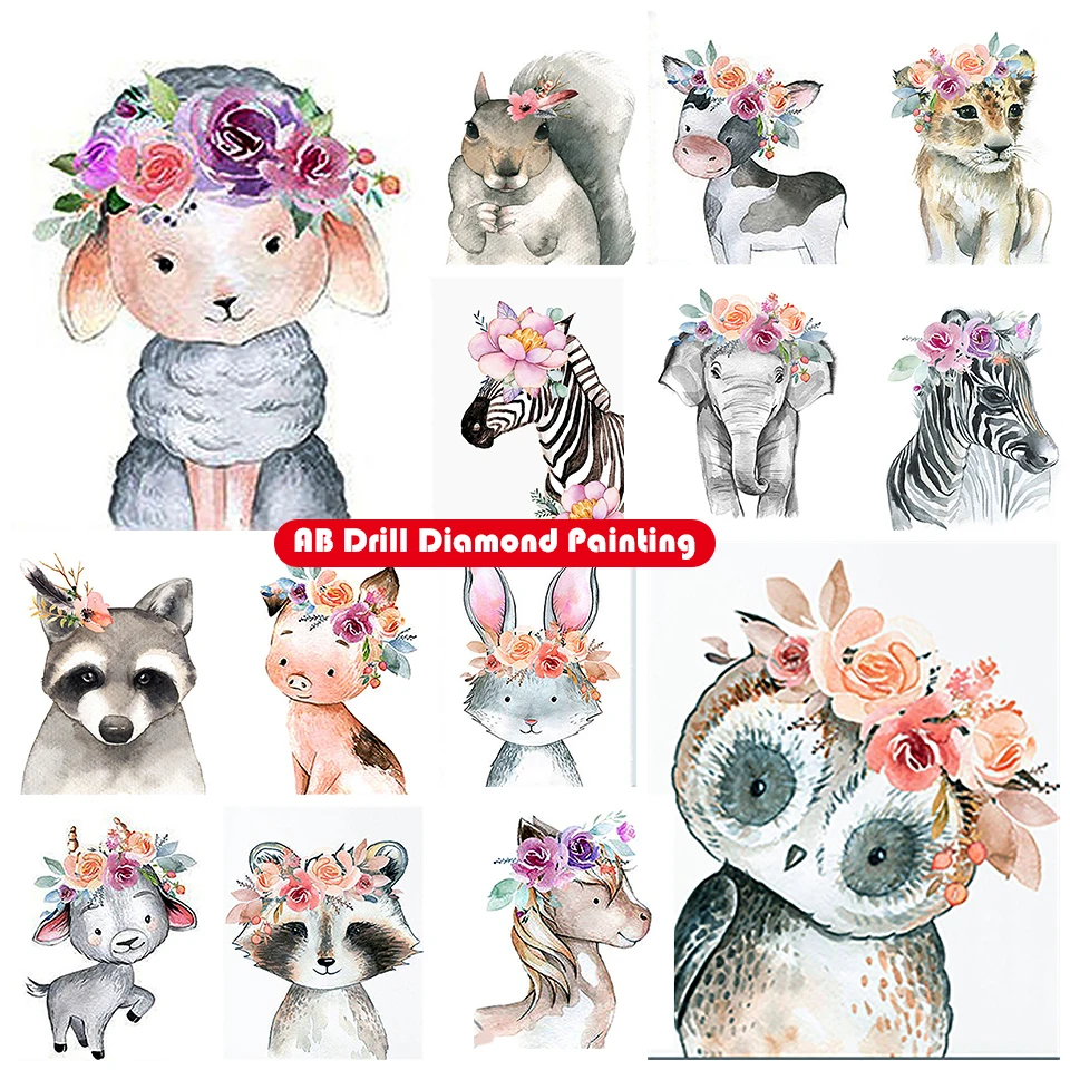 

Zipper Bag 5D DIY AB Diamond Painting Kit Animal Rabbit Easter Zebra Full Square Diamond Embroidery Mosaic Home Decor