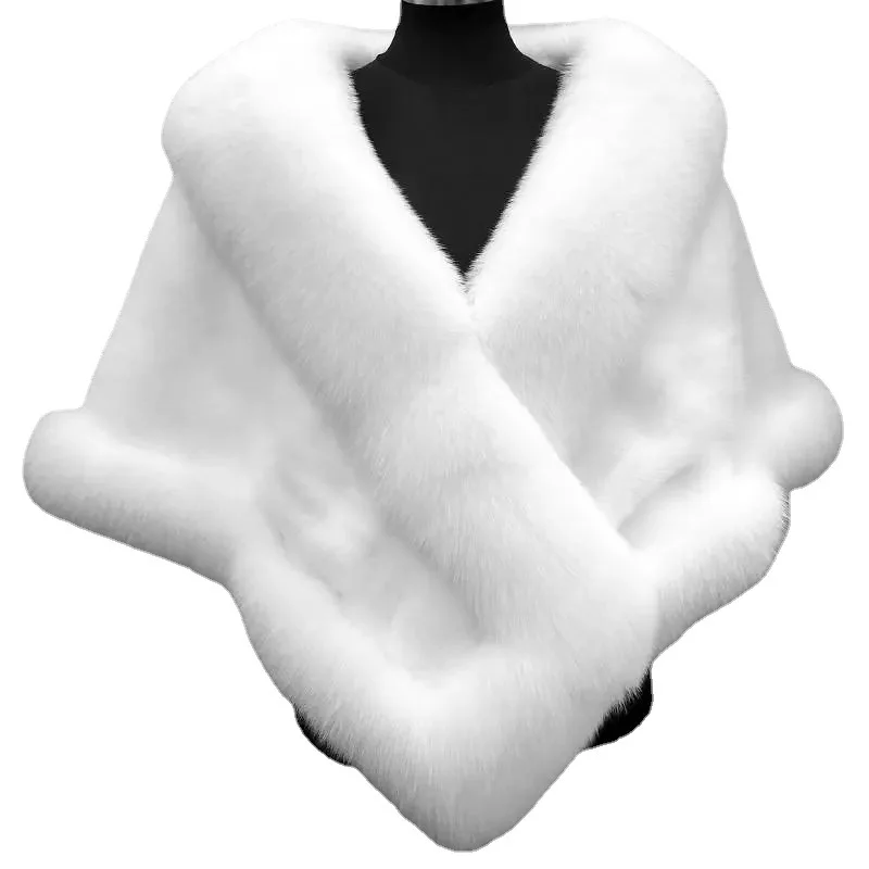 Faux Fur Shawl Women's Winter New Style Faux Mink Fox Fur Cloak Faux Fur Coat Plus Dress Shawl Winter Coat Women