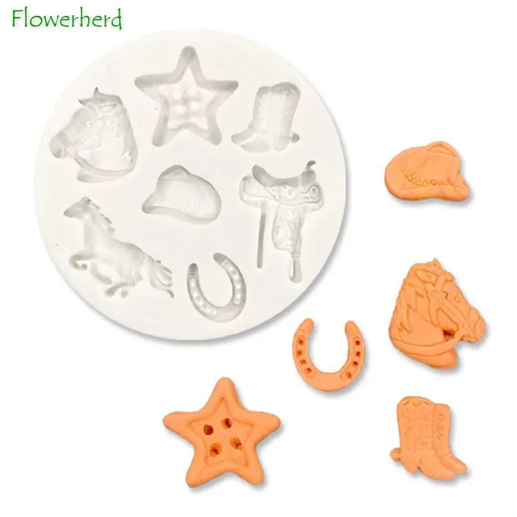 

Western Cowboy Apparel Mustang Mini Chocolate Molds Silicone Baking Fondant Cake Decorating Horseshoe Nail Liquid Silicone Mold