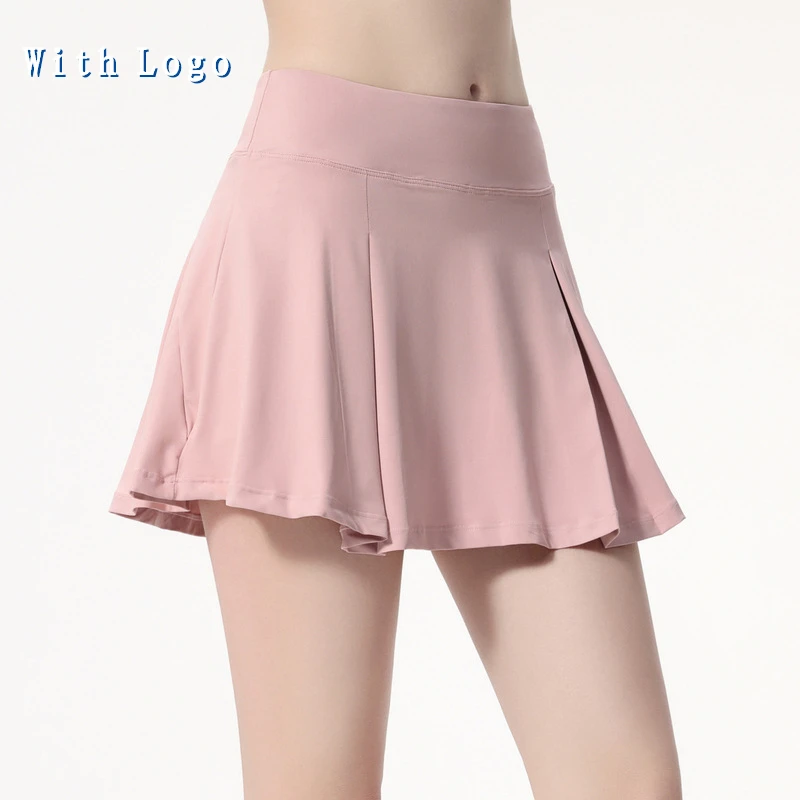 

With Logo yoga Summer new sports skirt women tennis anti-slip dry pants skirt yoga dress running shorts solid color skirt
